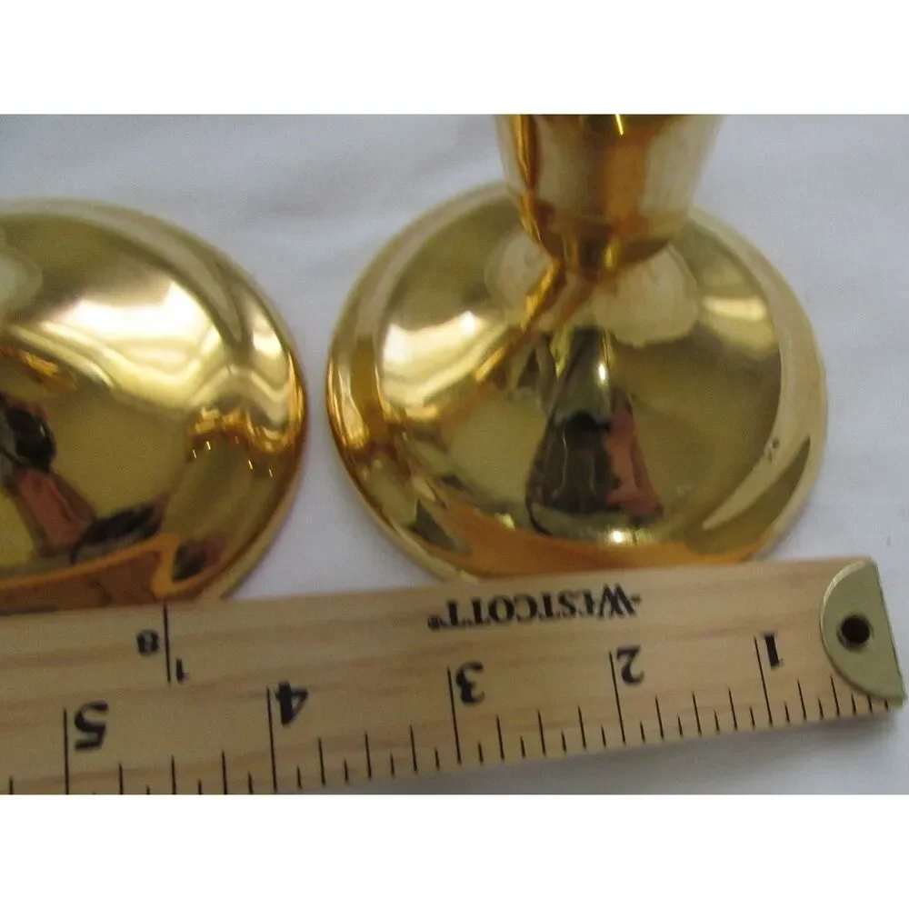 International Silver co. 2 brass candle stick holders gold 3